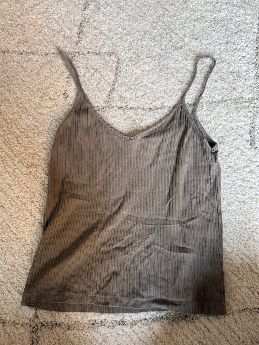 Brandy Melville Ribbed Spaghetti Strap Brown Top Size One Size Fits All